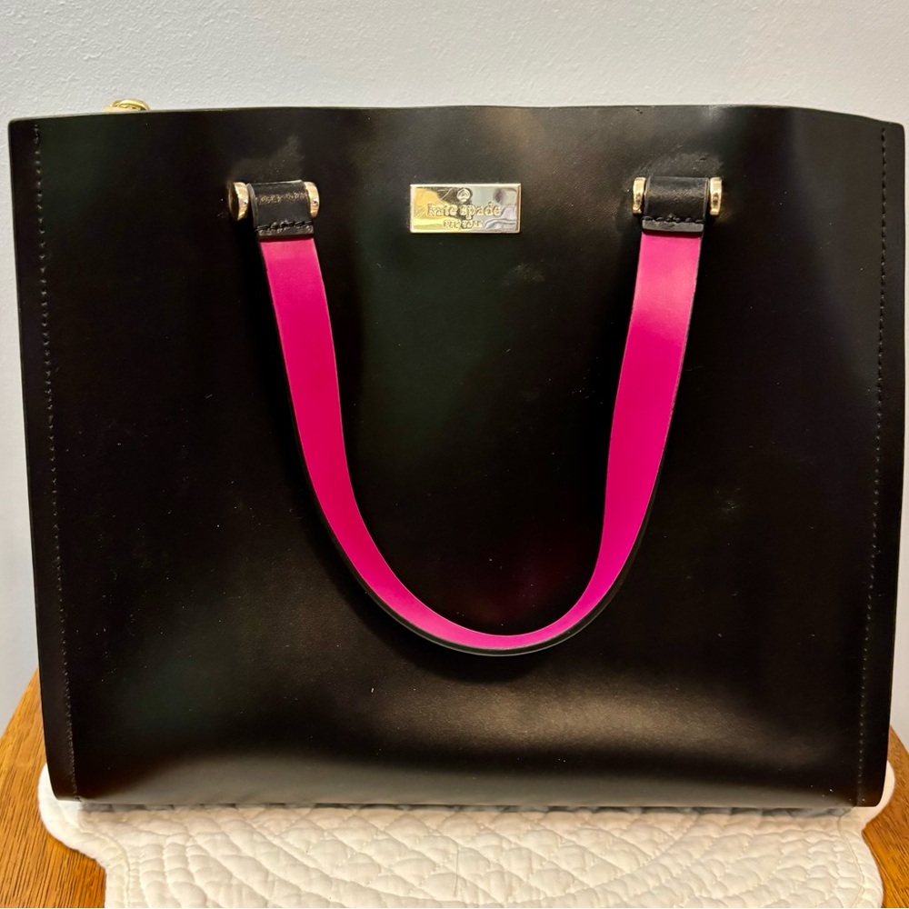 Kate Spade Black Tote with Pink Handles